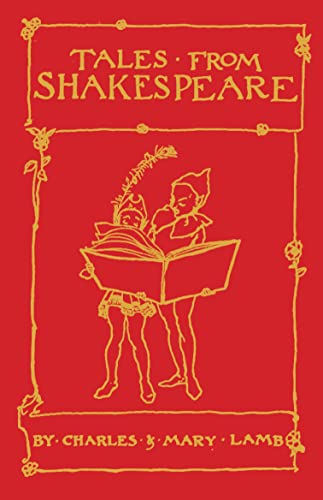 Red book cover with gold line art of two figures reading a large book.