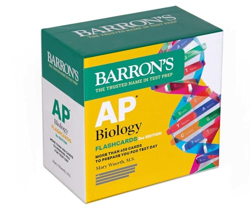 Green box of Barron's AP Biology Flashcards, third edition, with DNA illustration.