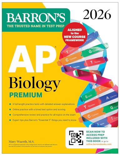 Yellow AP Biology Premium 2026 prep book with a DNA double helix image.