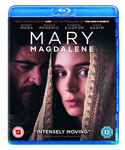 Blu-ray cover for "Mary Magdalene" featuring Rooney Mara and Joaquin Phoenix.
