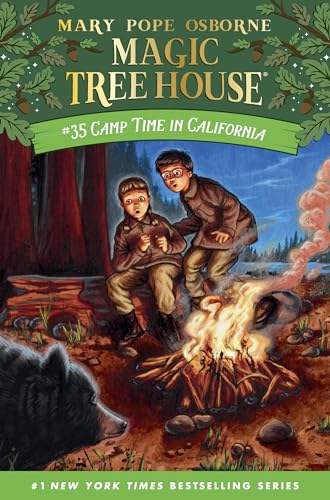 Book cover: two children by a campfire, with a bear nearby.
