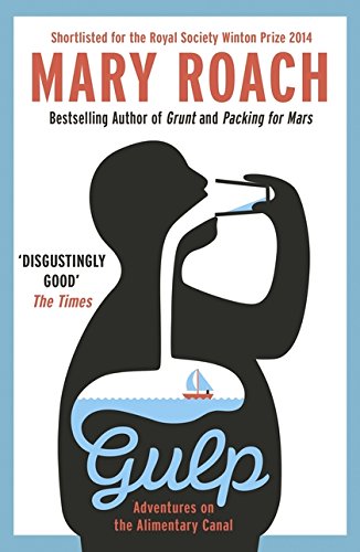 Book cover for Gulp by Mary Roach featuring a silhouette drinking from a glass.
