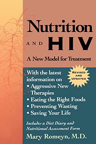 Book cover: "Nutrition and HIV" by Mary Romeyn, with floral design.