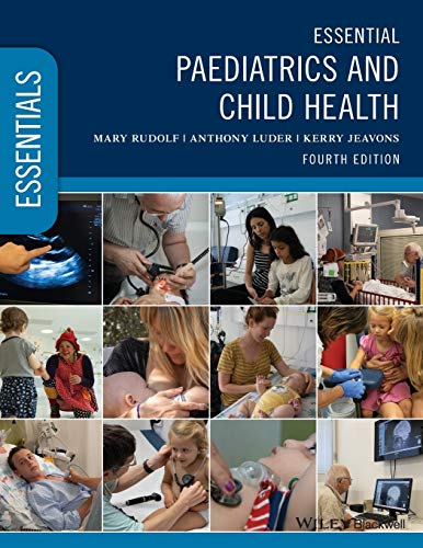 Book cover: "Essential Paediatrics and Child Health," fourth edition, with medical images.
