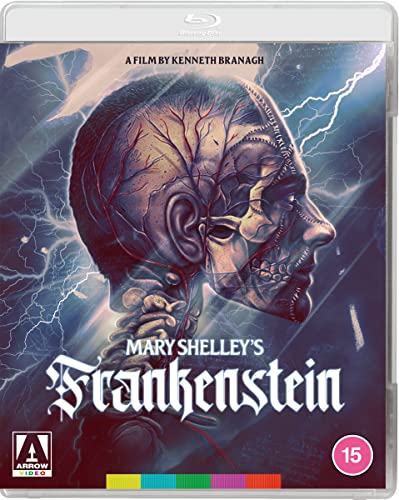 Frankenstein Blu-ray cover featuring a detailed, monstrous face against stormy skies.