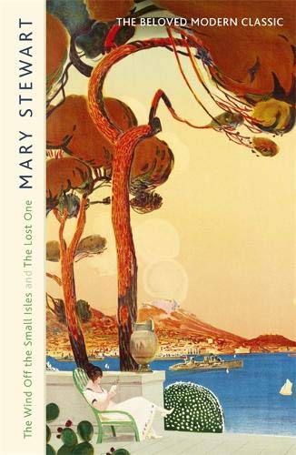 Book cover with a woman reading by the sea and stylized trees.