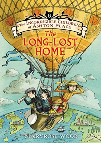 Book cover: children in a hot air balloon over a map.