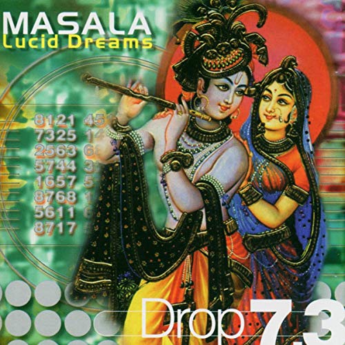 CD cover for “Masala - Drop 7.3” featuring Hindu deities Krishna and Radha.