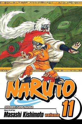 Naruto Uzumaki and Jiraiya stand together on the cover of Naruto volume 11.
