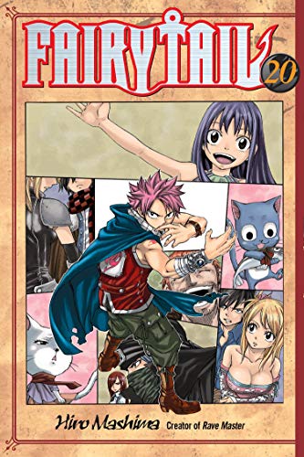 “Fairy Tail 20” manga volume cover featuring anime characters Natsu and Lucy.