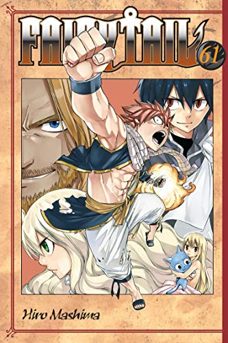 “Fairy Tail 61” manga cover featuring Natsu and other characters.