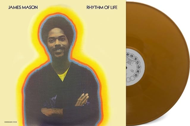 James Mason’s “Rhythm Of Life” album cover and opaque tan vinyl record.