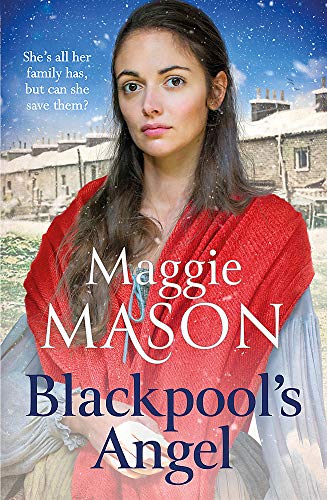 Book cover: woman in red shawl, seaside town background, title "Blackpool's Angel".