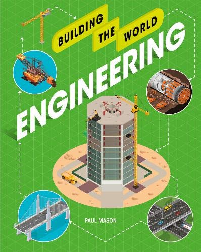 Book cover illustrating engineering concepts: buildings, bridges, tunnels, and cranes.