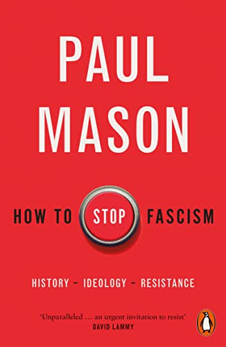 Red book cover with white text: “How to Stop Fascism” and a red stop button.