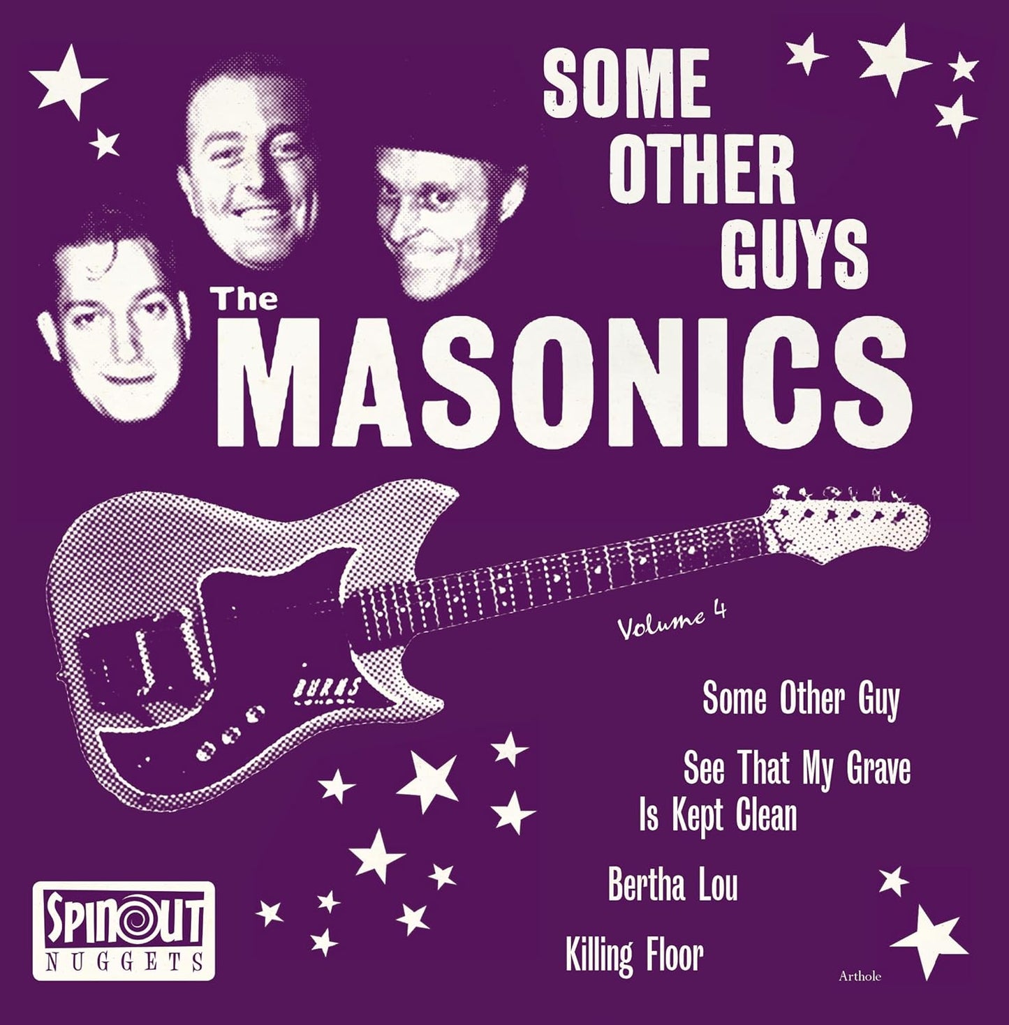 Vinyl record cover for "The Masonics - Some Other Guys" featuring musicians and a guitar.