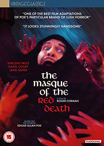 DVD cover for "Masque of the Red Death" featuring Vincent Price in red.