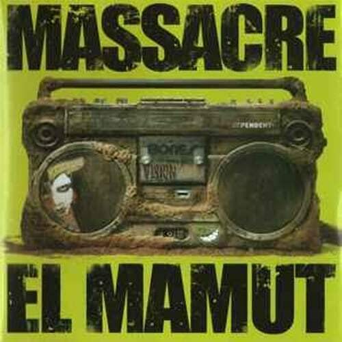 Vinyl record cover: “Massacre - El Mamut” with boombox and portrait.
