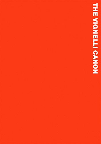 Bright orange book cover with white vertical text reading The Vignelli Canon.