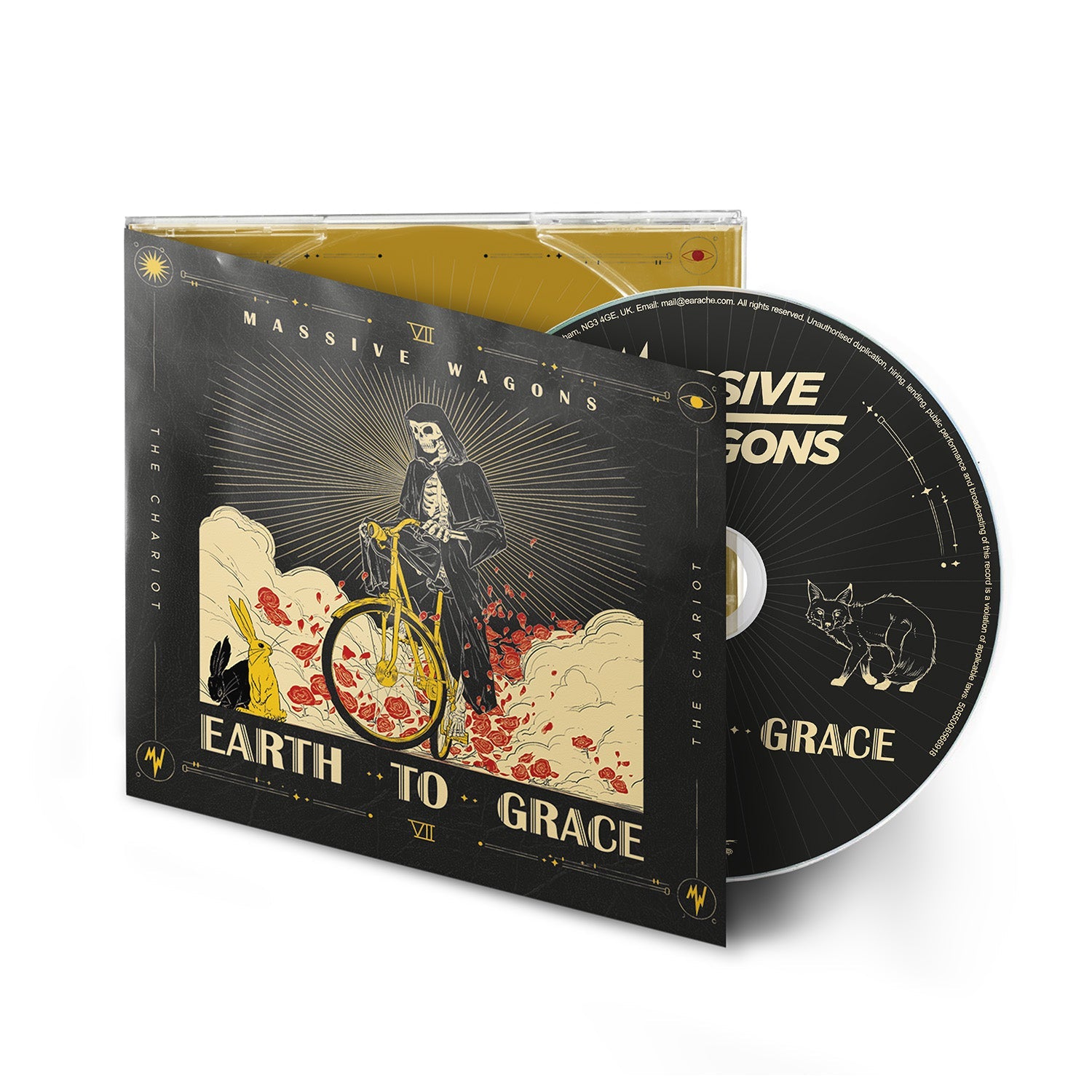 CD case for Massive Wagons’ “Earth to Grace” featuring tarot imagery.