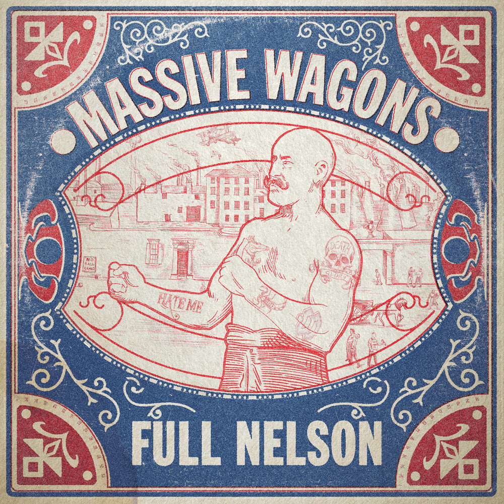 Full Nelson" CD cover: illustrated man wrestling a skeleton in a town.