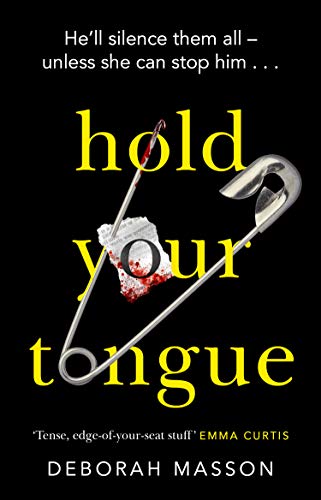 Book cover: black background, gold text, a safety pin through a tongue.