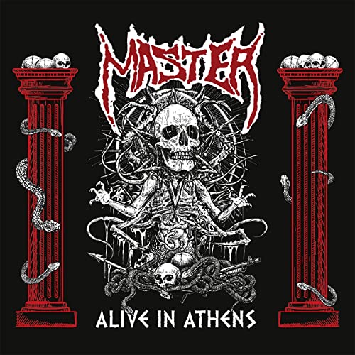 CD cover for Master's "Alive In Athens" featuring skeletal imagery and pillars.