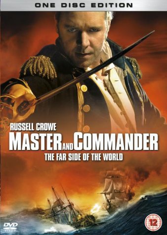 DVD cover featuring Russell Crowe as a naval commander with a ship.