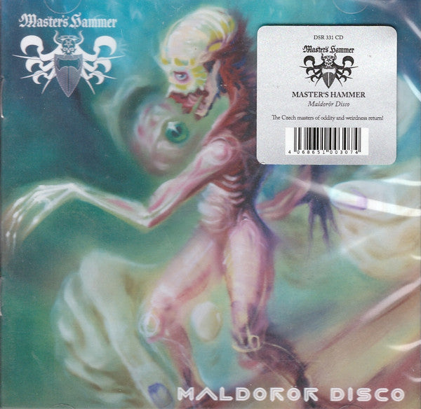 Surreal painting of a skeletal creature with a large eye on a CD cover.