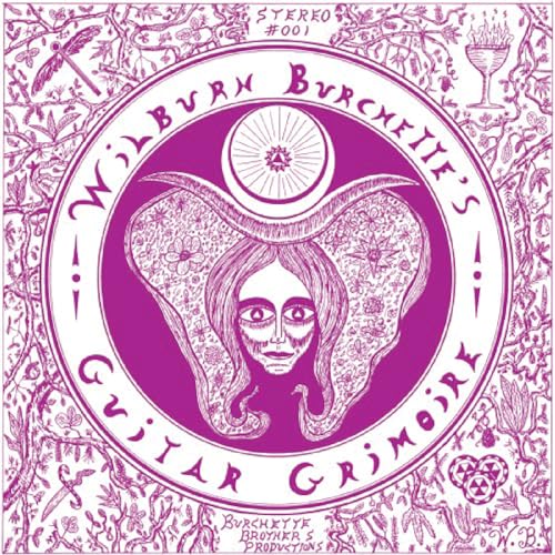 Purple vinyl record cover with a stylized face and ornate design.