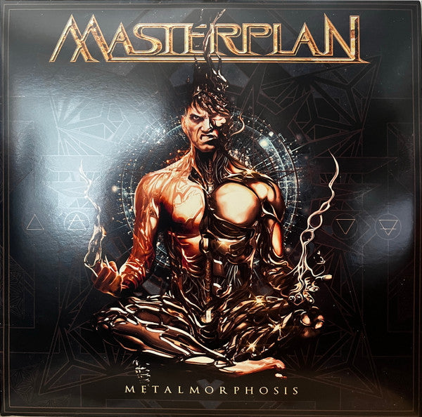Album cover for Masterplan’s “Metalmorphosis” featuring a metallic, transforming figure.