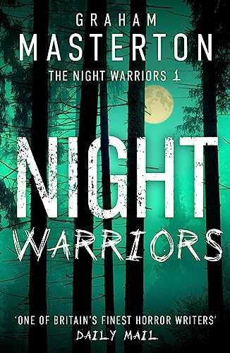 Book cover for "Night Warriors" with dark forest and full moon.