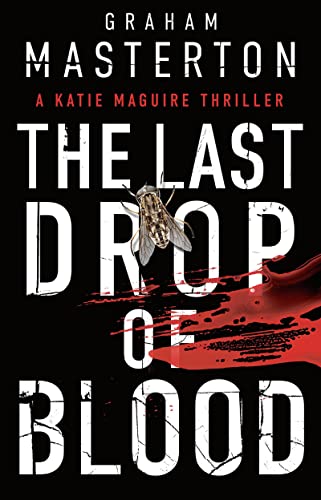 Book cover: dark background, large white text, fly, and red splatter.