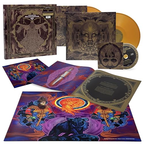 Mastodon Crack the Skye vinyl box set with records, artwork, and disc on white.