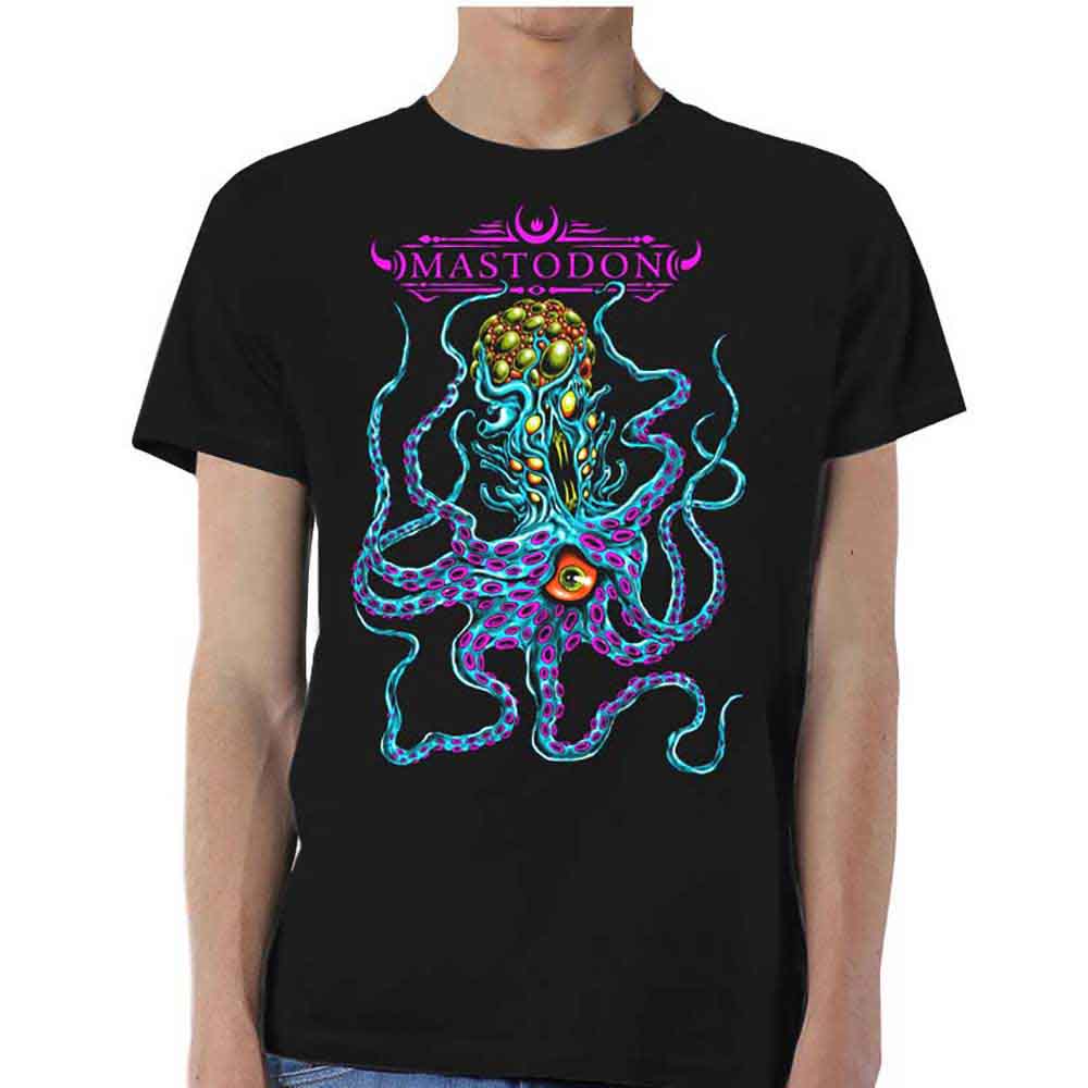 Black Mastodon t-shirt with a colorful, tentacled creature graphic.