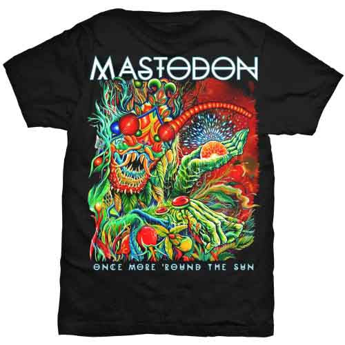 Black Mastodon t-shirt with colorful, detailed psychedelic artwork.