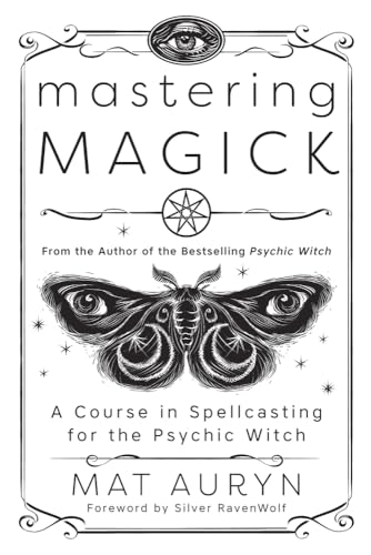 Book cover: "Mastering Magick" with an eye, pentagram, and moth illustration.