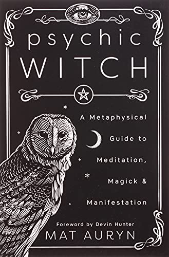 Black book cover with an owl illustration, title text, and mystical symbols in white.