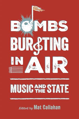 Red book cover with stylized text, a musical note, and a bursting bomb image.