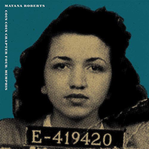 CD cover featuring a halftone portrait of a woman with a mugshot border.