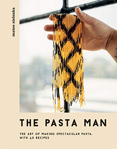 Book cover featuring a hand holding intricately patterned, colorful pasta.