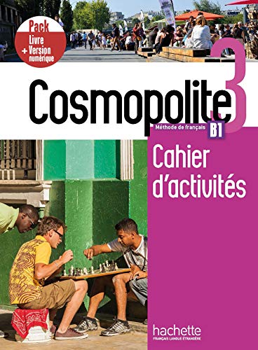 French textbook cover, "Cosmopolite" level B1, with people playing chess.