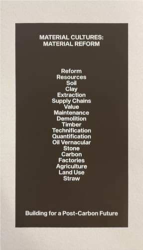 Book cover with text listing materials and "Post-Carbon Future.