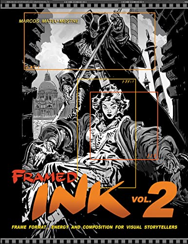 Book cover with illustrated figures and framing guides, titled "Framed Ink Vol. 2".