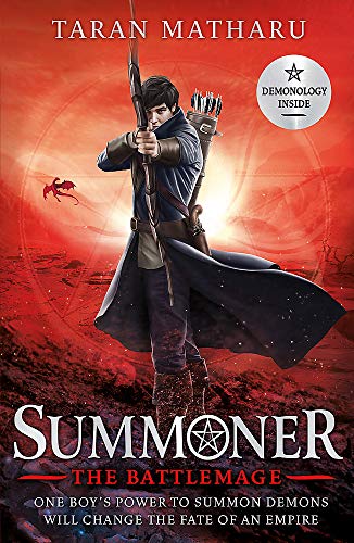 Fantasy book cover: young archer with a red and gray magical background.