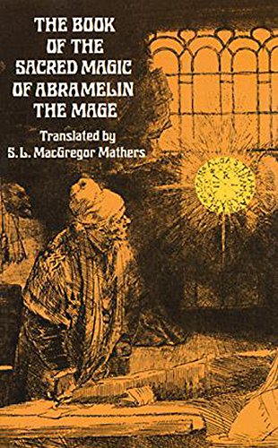 Book cover with orange background showing a robed figure and a glowing circular symbol.