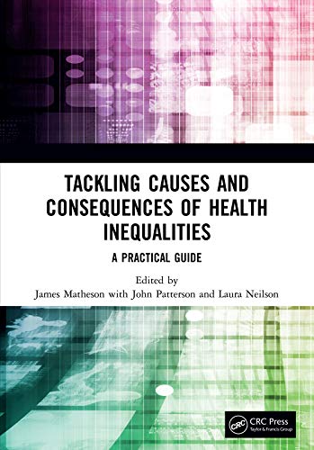 Book cover titled Tackling Causes and Consequences of Health Inequalities with abstract grid background.