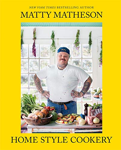 Cookbook cover featuring chef Matty Matheson with food and produce.