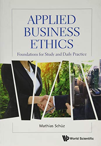 Book cover: "Applied Business Ethics" with image of handshake and cityscape.