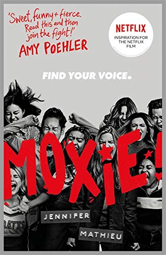 Book cover for "Moxie" by Jennifer Mathieu, featuring diverse young women.